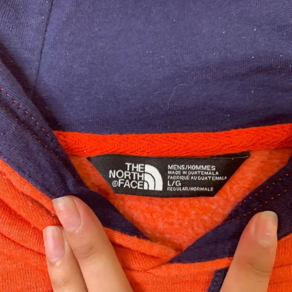 The North Face Hoodie Mens L Large Persimmon Fleece Lined Half Dome Sweatshirt‎